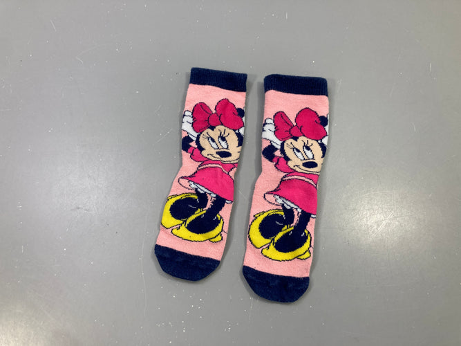 Chaussettes rose et bleu marine Minnie, 31-34 bouloché, moins cher chez Petit Kiwi