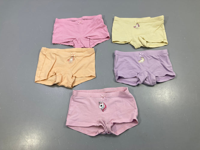 Lot 5 shortys rose, jaune, pêche, lilas licorne, petit nœud, moins cher chez Petit Kiwi