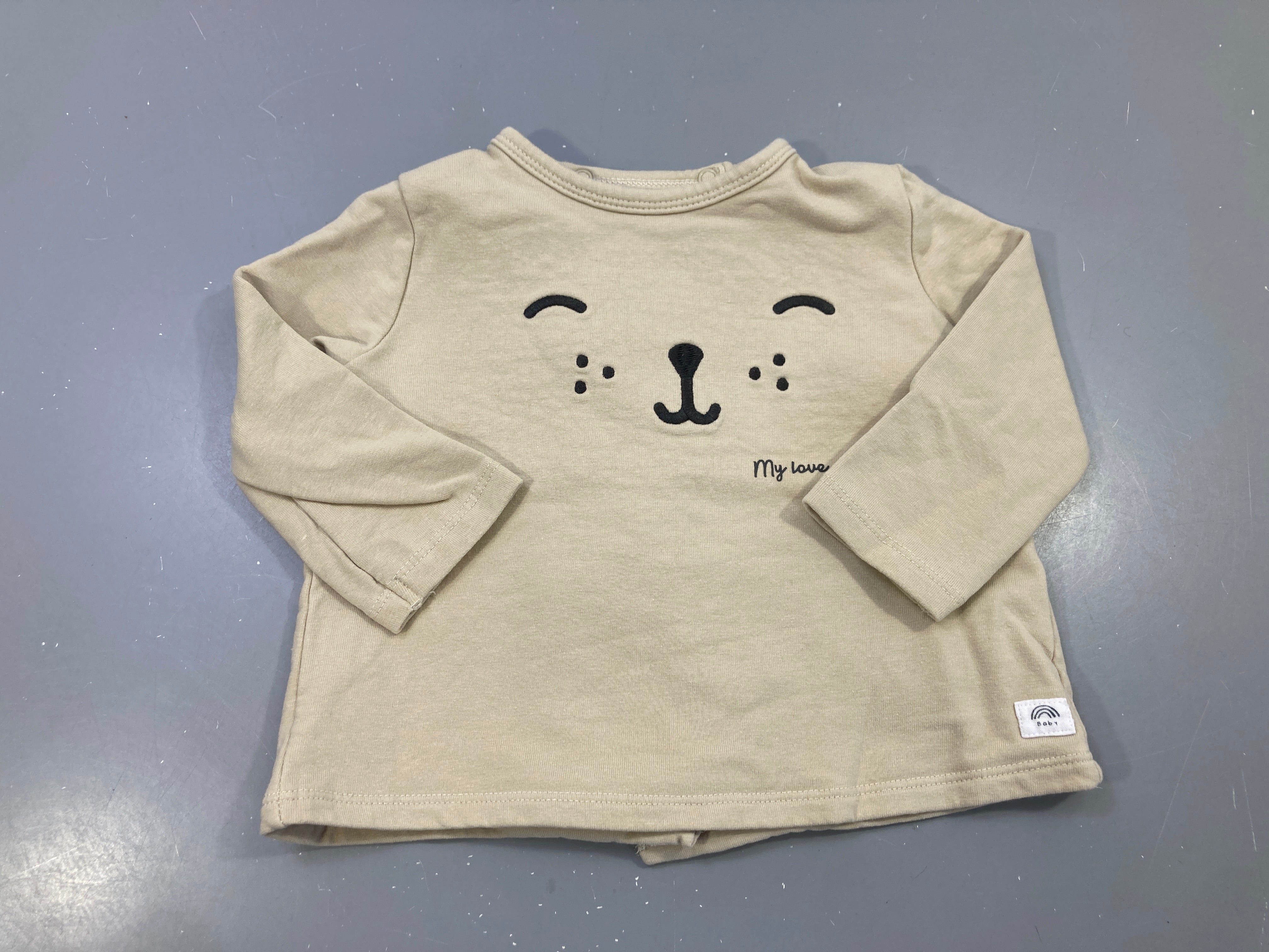 Sweat beige visage ourson brodé 