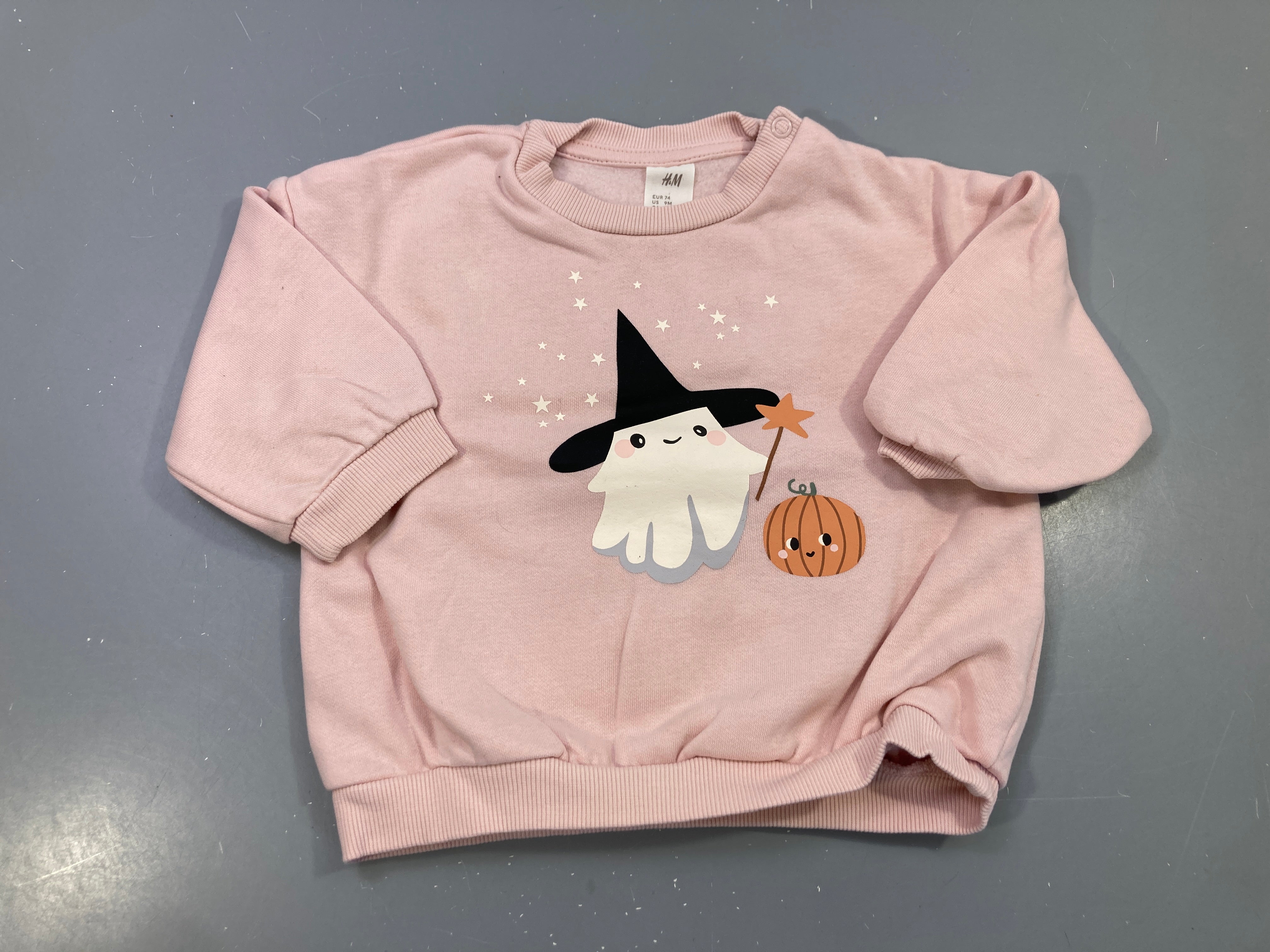 Sweat rose molleton fantôme sorcière citrouille étoiles