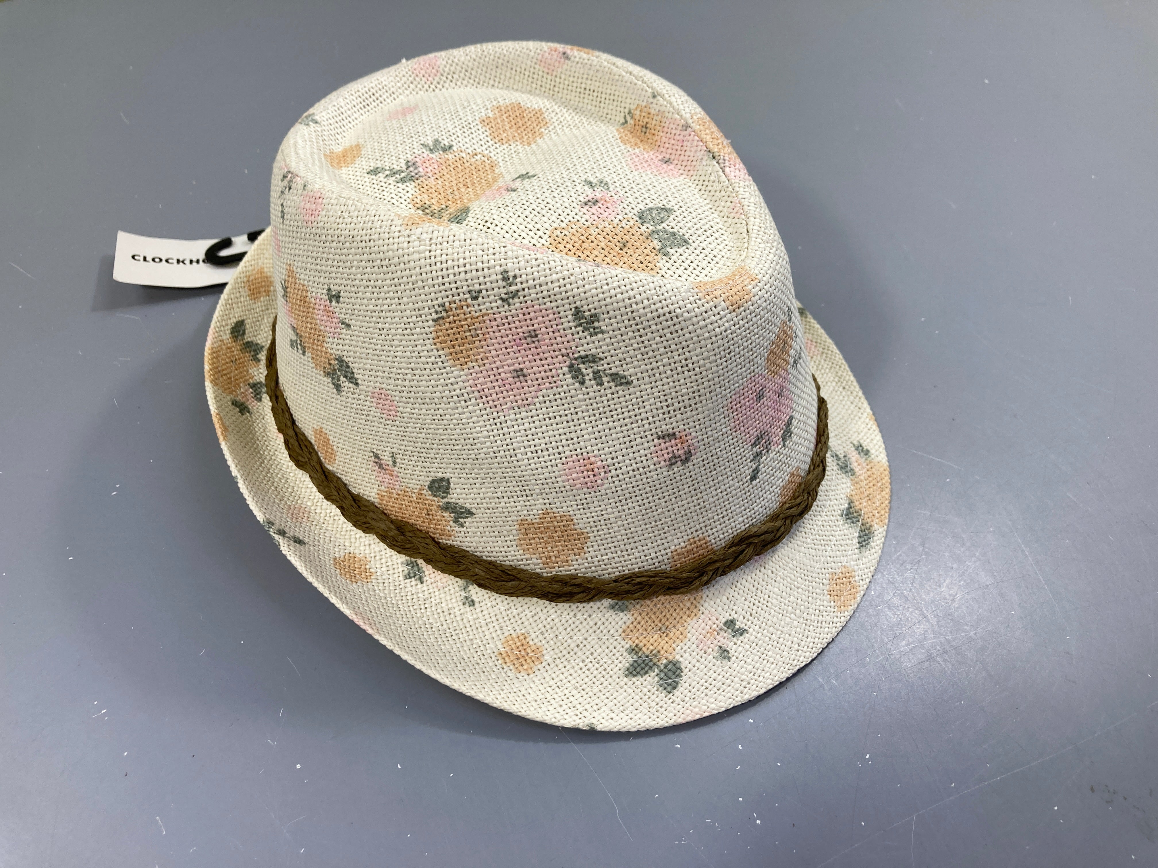 NEUF chapeau paille fleuri tresse