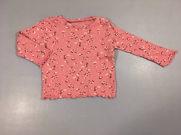 T-shirt m.l côtes rose fleurs