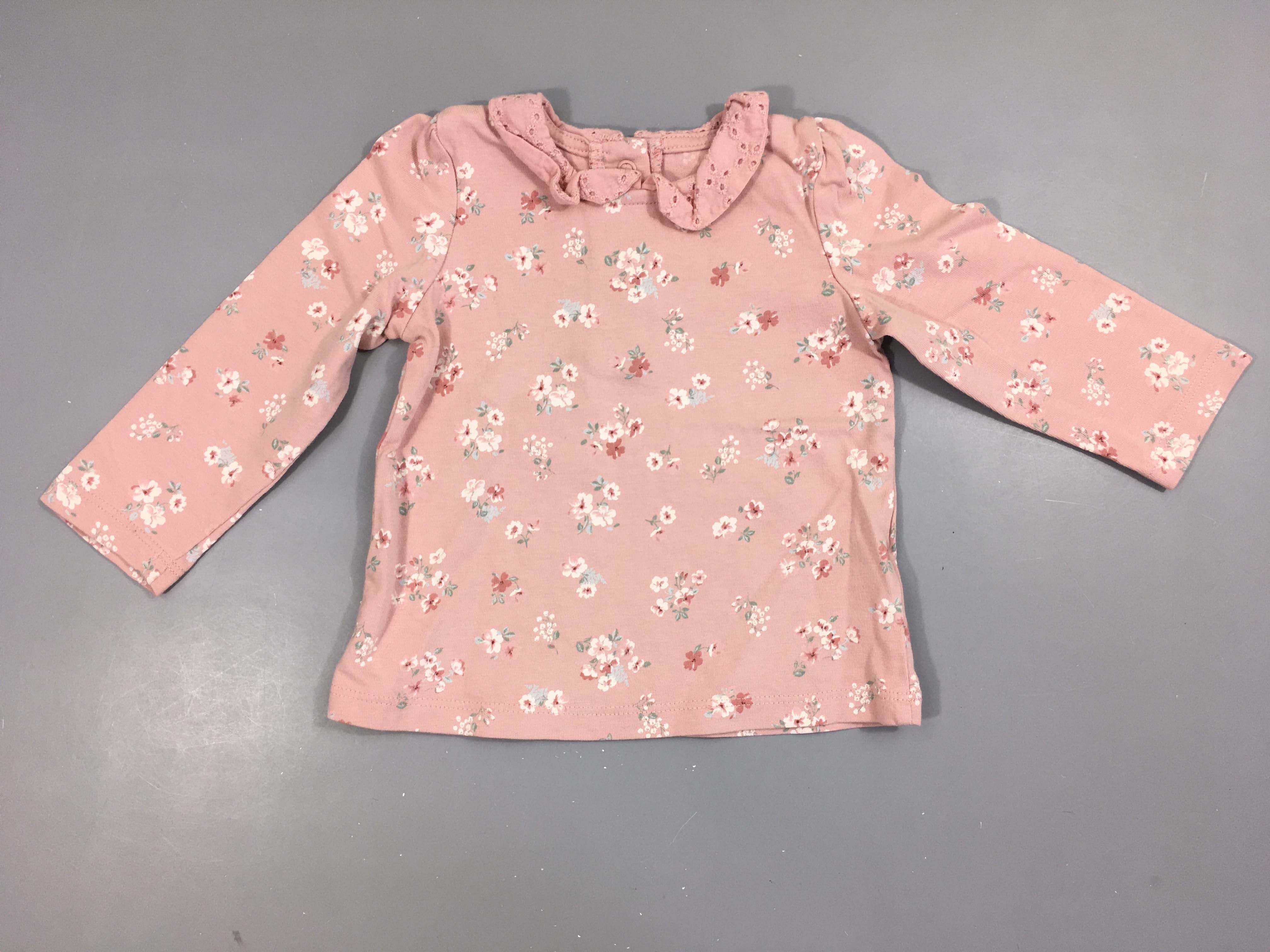 T-shirt m.l rose fleurs col