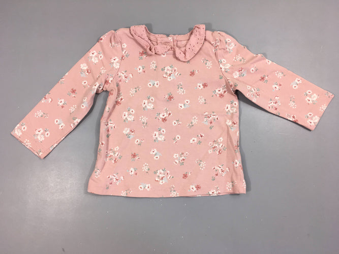 T-shirt m.l rose fleurs col, moins cher chez Petit Kiwi