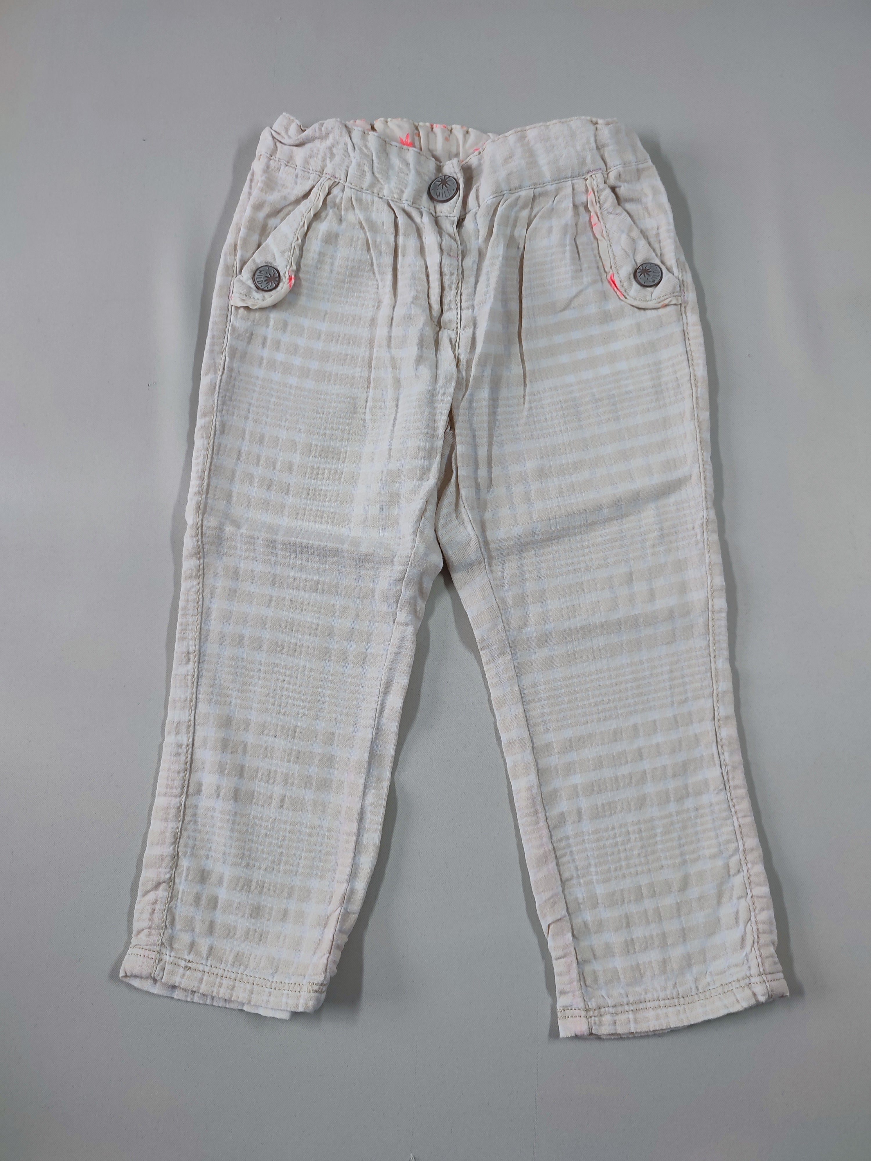 Pantalon à carreaux blanc cassé/beige clair