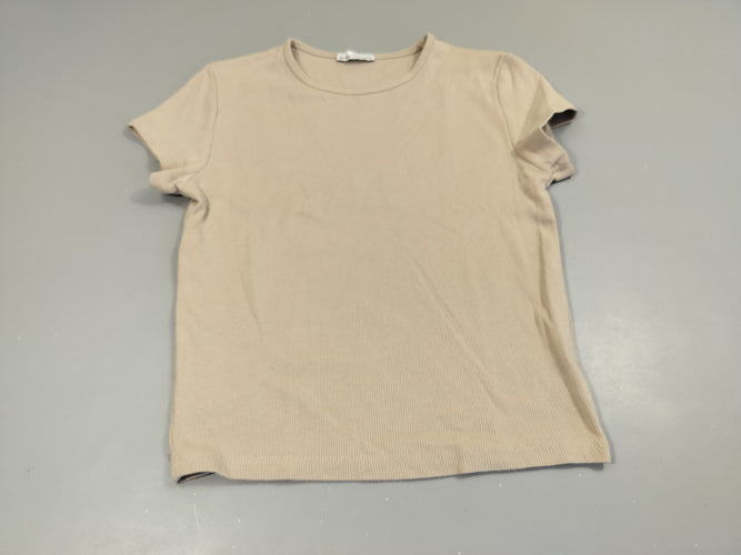 T-shirt m.c beige côtelé, moins cher chez Petit Kiwi