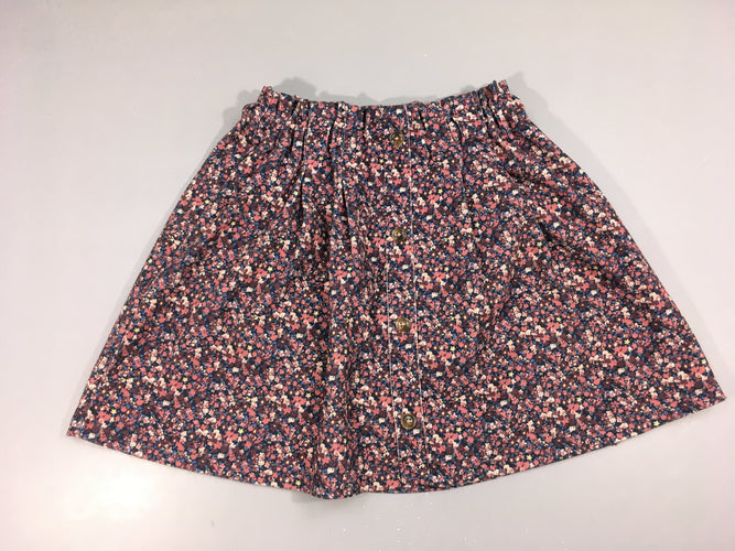 Jupe velours fleurie rose-bleu, moins cher chez Petit Kiwi