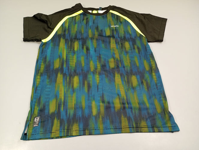 T-shirt m.c  de sport à motifs bleu marine/jaune/ bleu "Artengo", moins cher chez Petit Kiwi