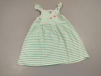 Robe fines bretelle blanche rayé vert, palmier orange