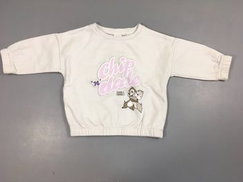 Sweat blanc Tic et Tac,légèrement bouloché