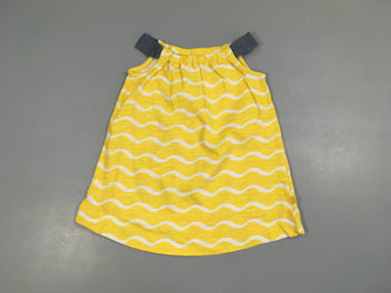 Robe fines bretelles jersey jaune flammé vagues