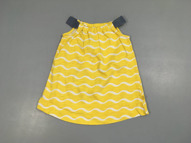 Robe fines bretelles jersey jaune flammé vagues, moins cher chez Petit Kiwi