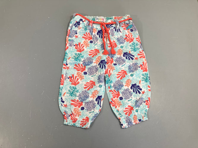 Pantalon fluide blanc motif mer, moins cher chez Petit Kiwi