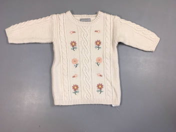 Robe m.l pull mailles beige fleurs