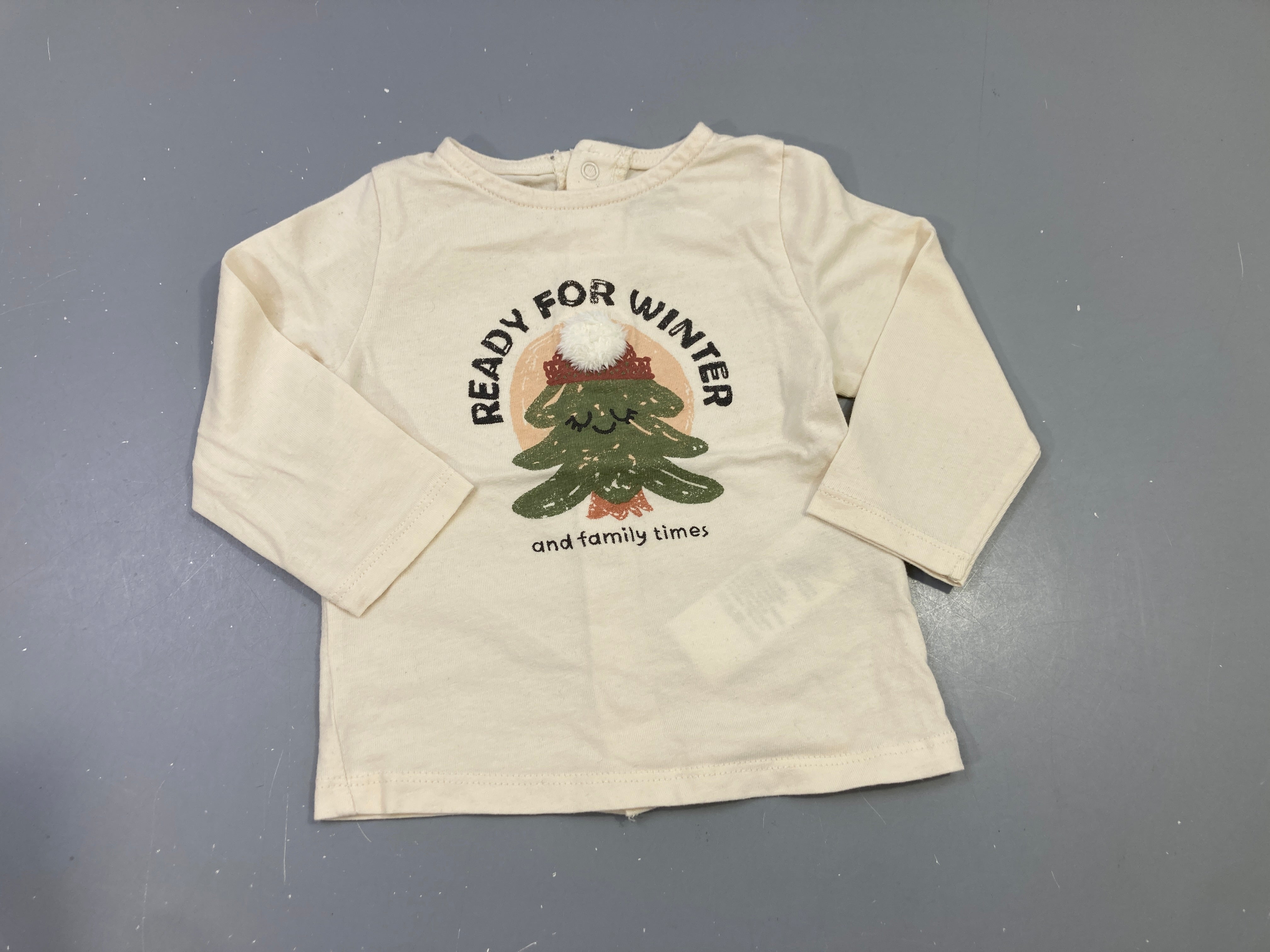 T-shirt m.l écru sapin pompon 