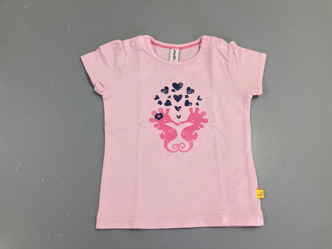 T-shirt m.c rose hippocampes, moins cher chez Petit Kiwi