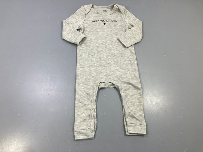 Pyjama gris chiné "Need warm hugs" étoile, sans pieds, Damart, moins cher chez Petit Kiwi