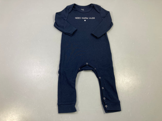 Pyjama bleu marine "Need warm hugs" étoile, sans pieds, Damart, moins cher chez Petit Kiwi