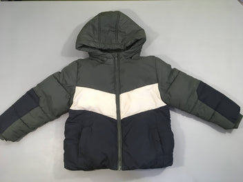 Doudoune bleu/blanc/gris doublé polar à capuche