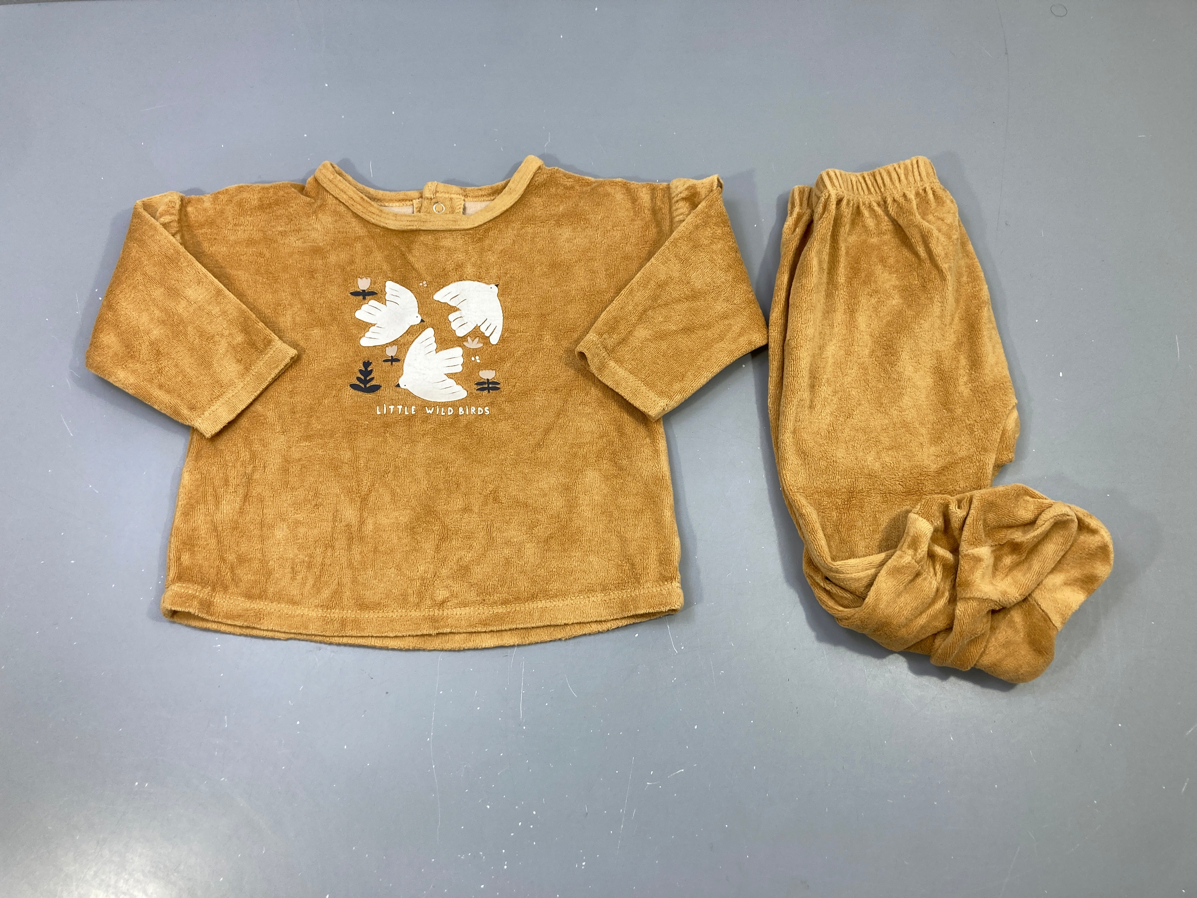 Pyjama 2pcs éponge moutarde oiseaux 