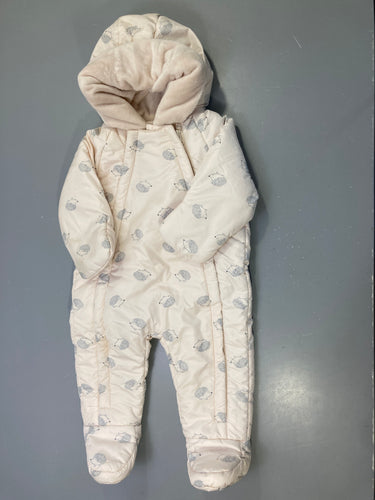 Combinaison pilote zippée écru hérissons, capuche doublée, pieds et moufles, moins cher chez Petit Kiwi