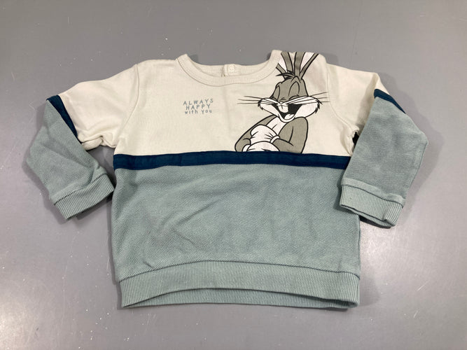 Sweat blanc/vert, Bugs Bunny, moins cher chez Petit Kiwi