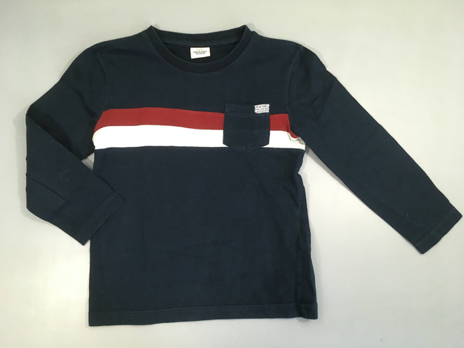 T-shirt m.l bleu marine rayé rouge-blanc poche, moins cher chez Petit Kiwi