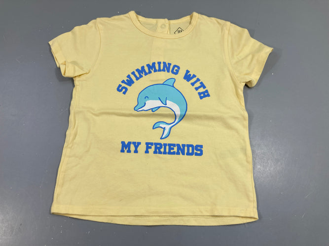 T-shirt m.c jaune, dauphin bleu, moins cher chez Petit Kiwi