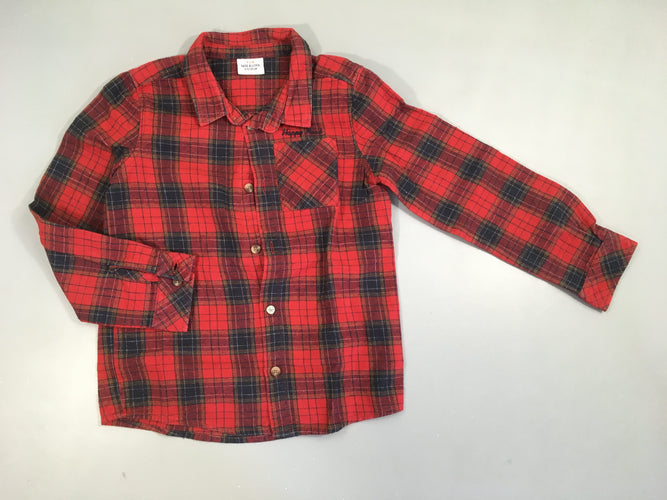 Chemise m.l à carreaux fin-rouge/foncé style flanelle, moins cher chez Petit Kiwi