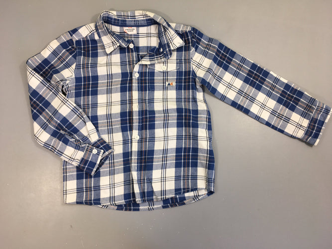 Chemise m.l à carreaux blanc-bleu, moins cher chez Petit Kiwi