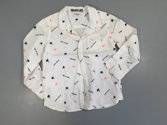 Chemise m.l blanche écriture, moins cher chez Petit Kiwi