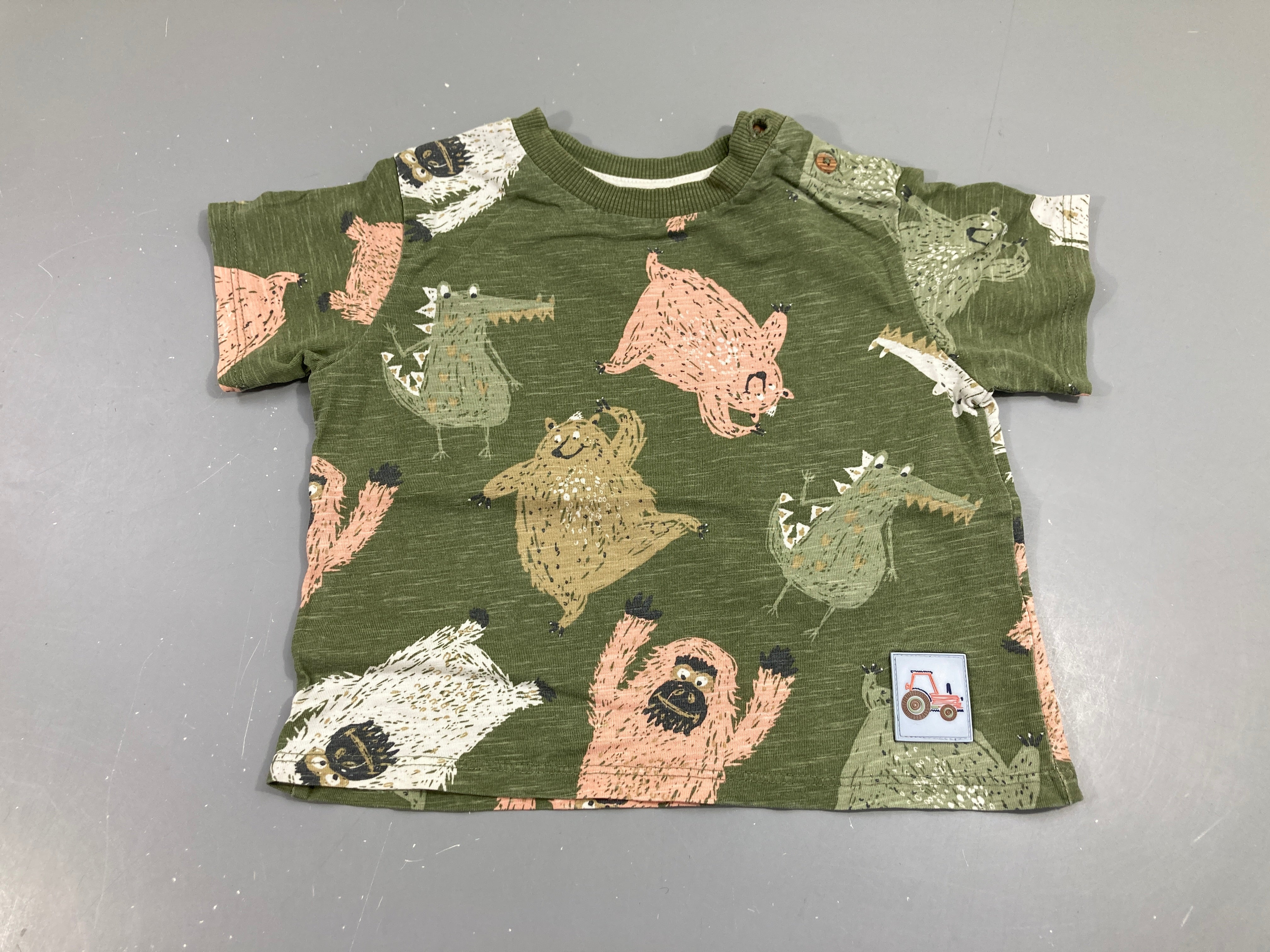 T-shirt m.c kaki, ours/crocodiles