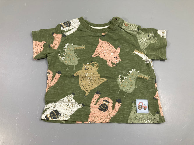 T-shirt m.c kaki, ours/crocodiles, moins cher chez Petit Kiwi