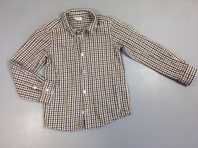 Chemise m.l blanc à carreaux brun-noir, moins cher chez Petit Kiwi