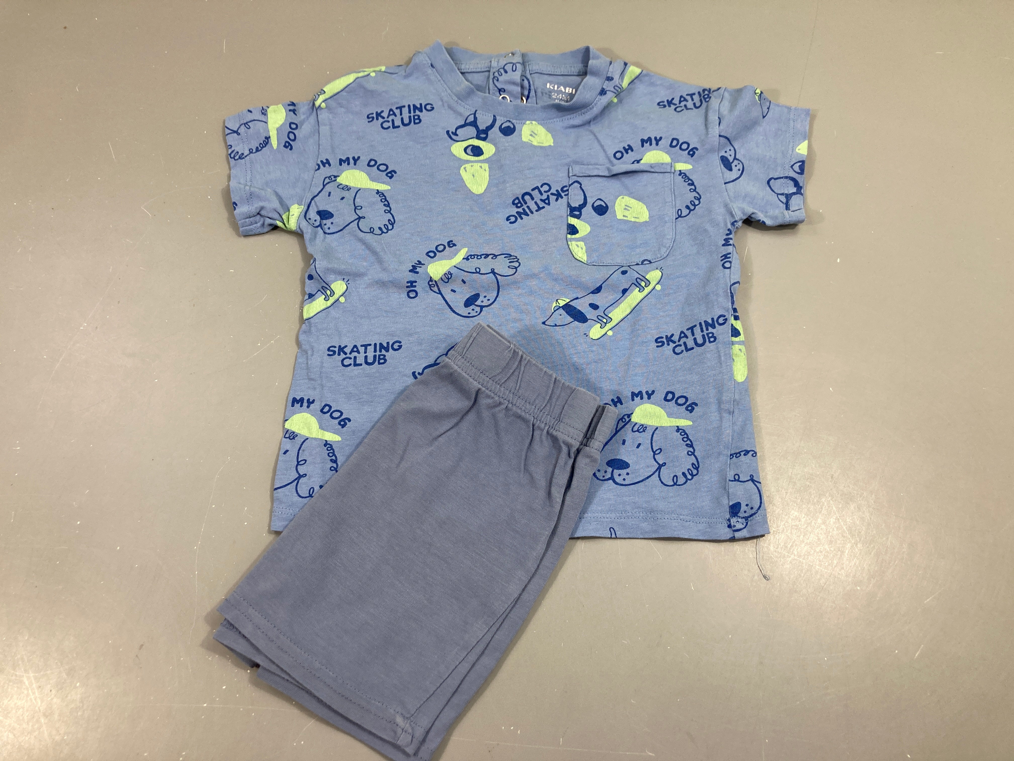 Ensemble T-shirt m.c +short bleu, skating club