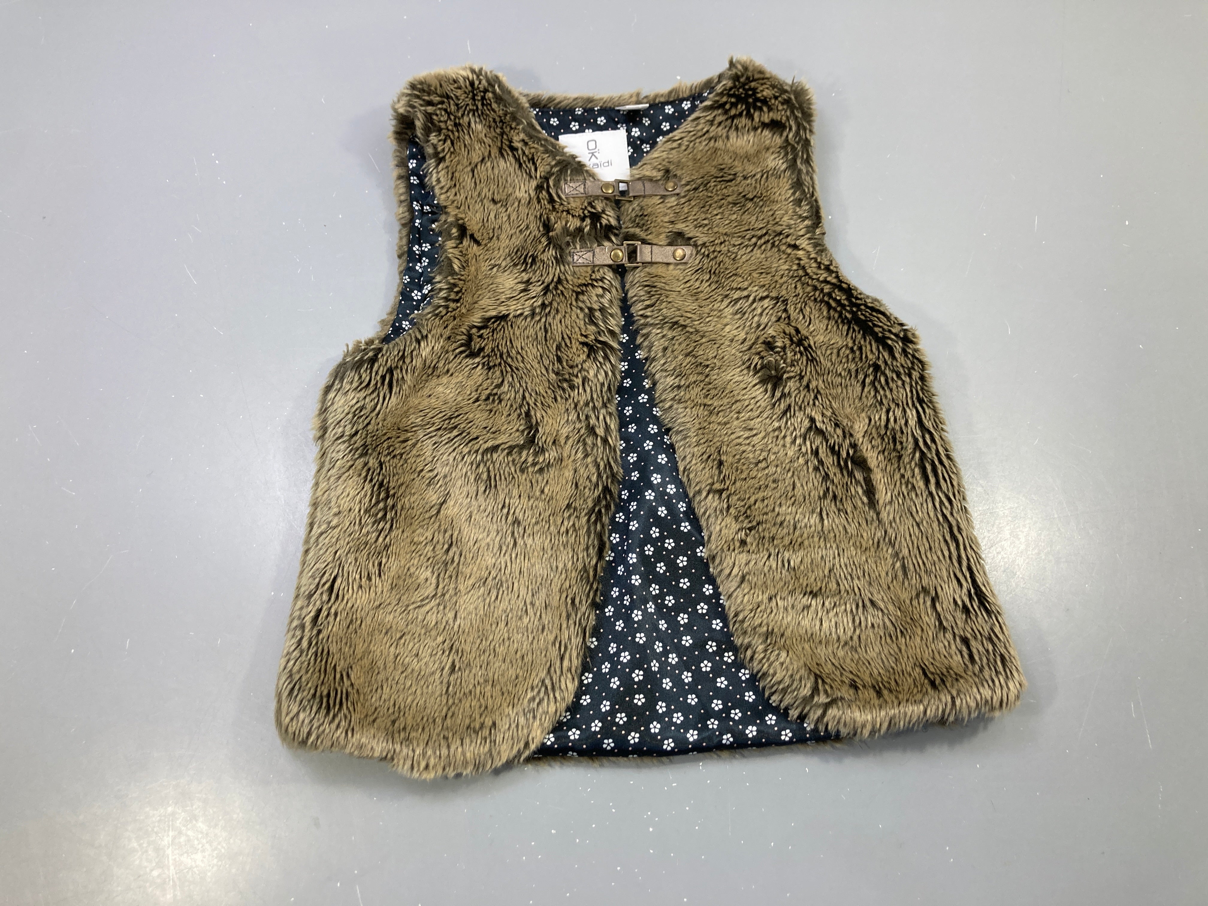 Gilet s.m brun kaki fausse fourrure