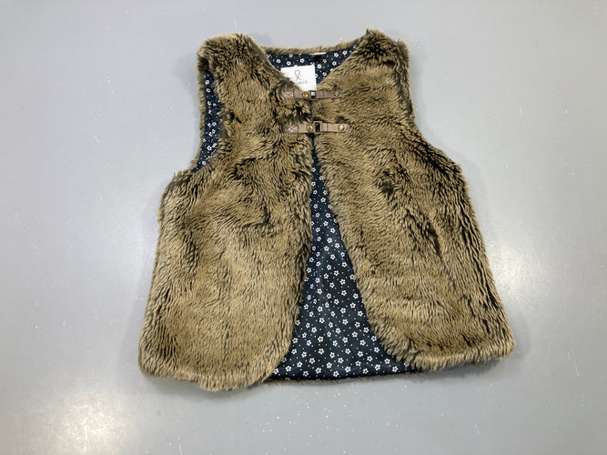 Gilet s.m brun kaki fausse fourrure, moins cher chez Petit Kiwi