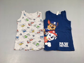 2 chemisettes s.m bleu/gris chiné Paw Patrol, boulochée