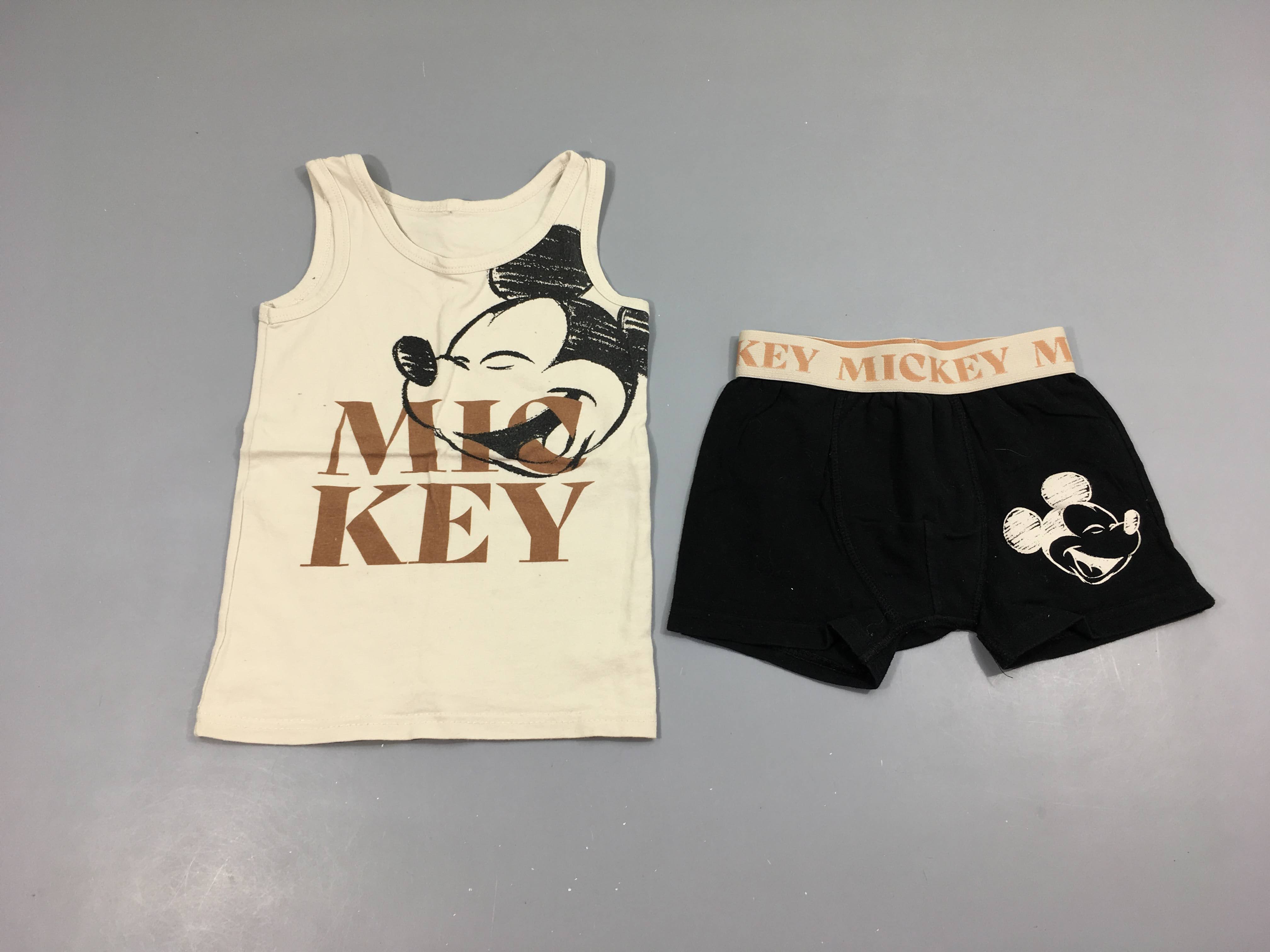 Chemisette s.m beige Mickey + boxer, bouloché
