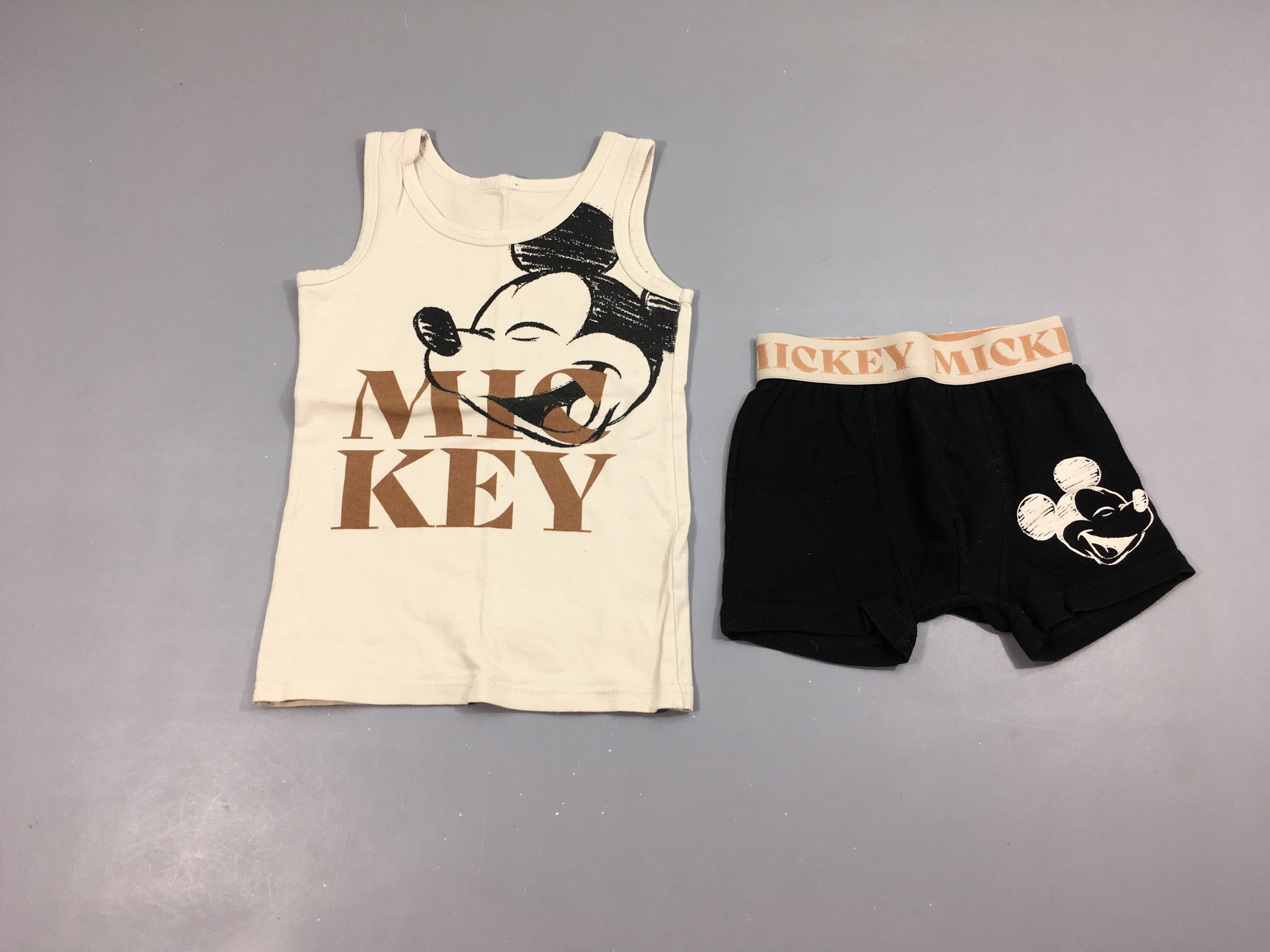 Chemisette s.m beige Mickey + boxer, bouloché