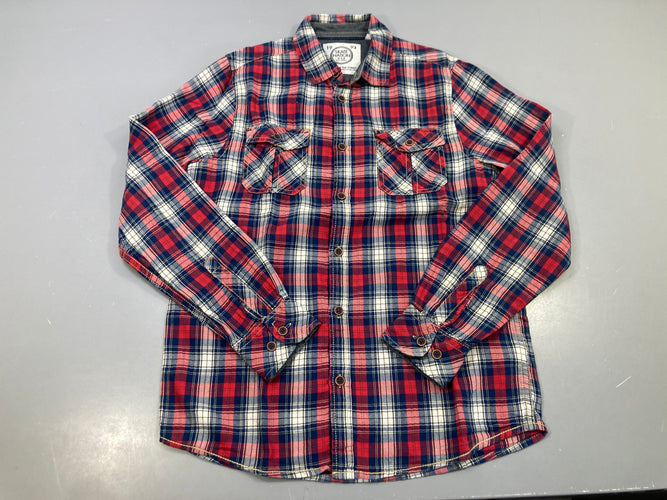 Chemise m.l carreaux rouge bleu marine écru, moins cher chez Petit Kiwi