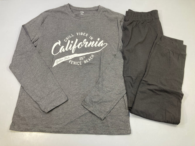 Pyjama jersey 2pcs gris anthracite "California", bas noir, moins cher chez Petit Kiwi