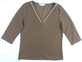 Blouse ml brune col V, taille 40