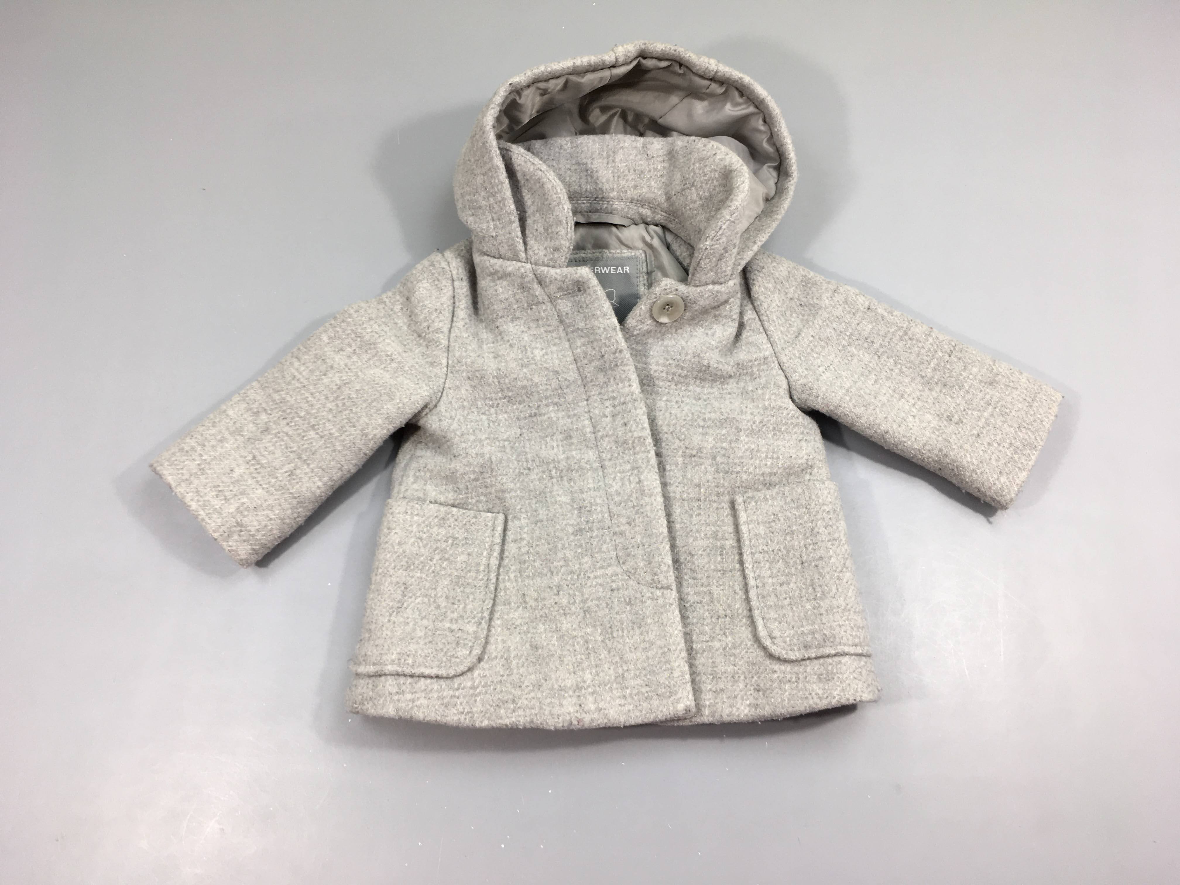 Veste gris chiné 12% laine à capuche