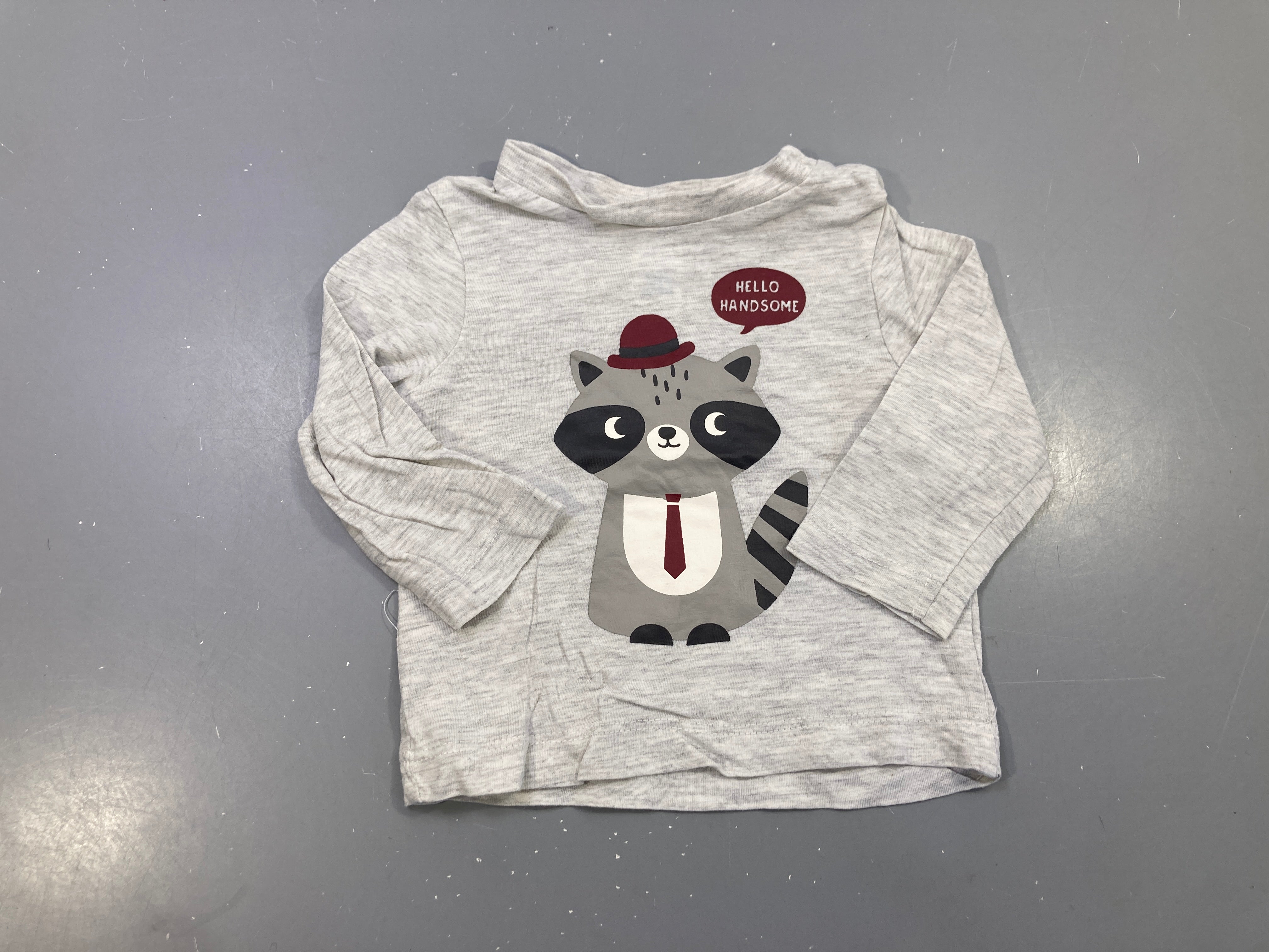 T-shirt m.l gris chiné raton laveur 