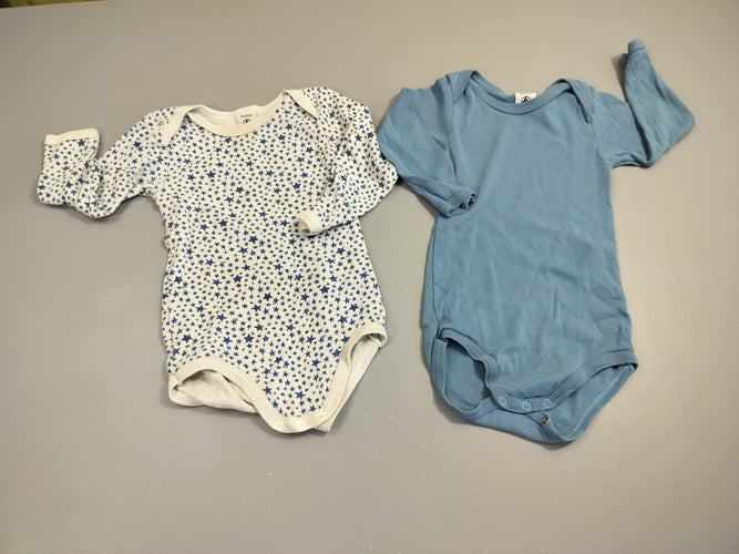 Lot de 2 bodies ml blanc avec étoiles/ bleu, moins cher chez Petit Kiwi