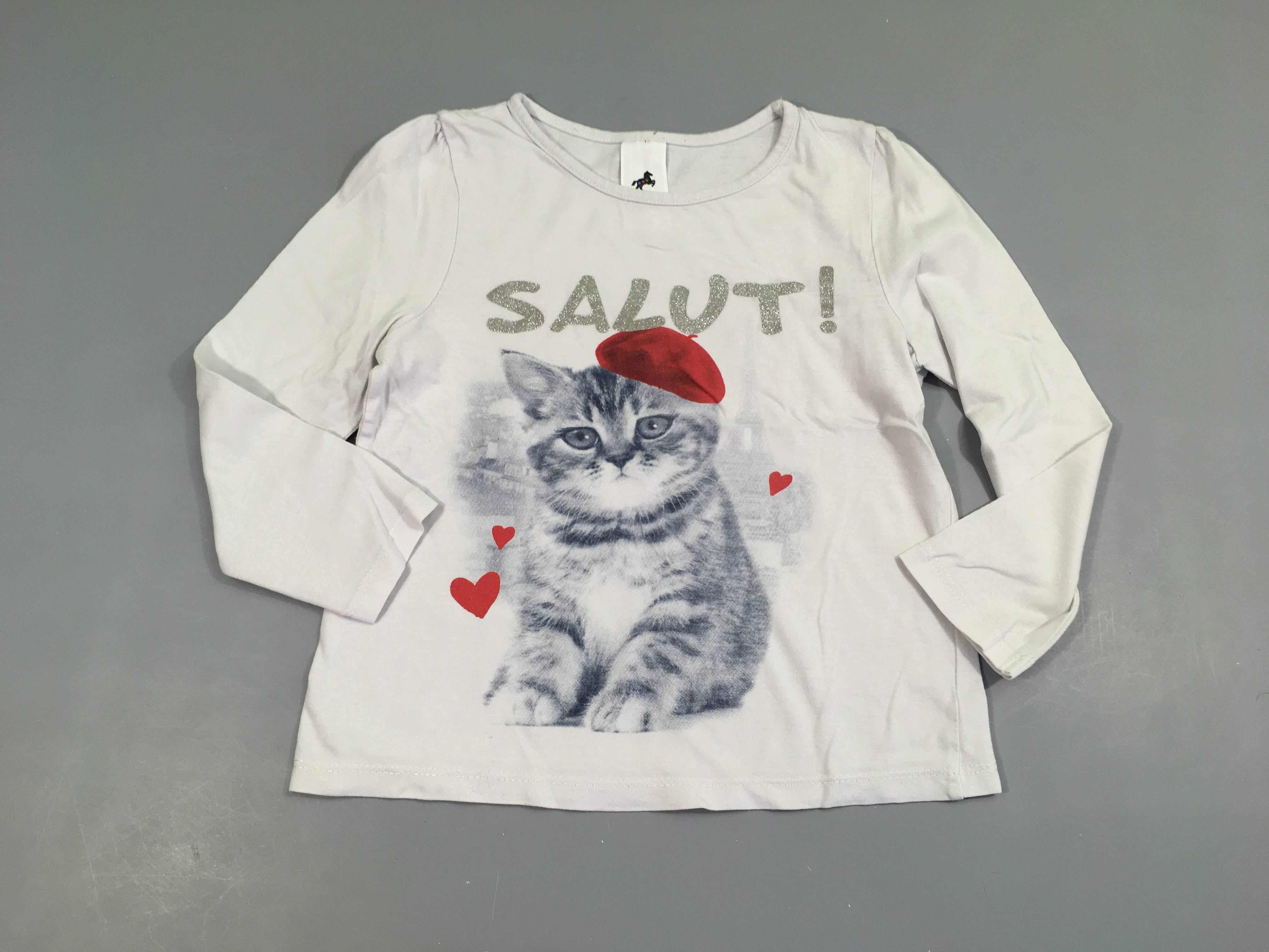 T-shirt m.l blanc chat