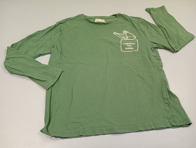 T-shirt m.l vert , catapulte "slingshot top player", moins cher chez Petit Kiwi