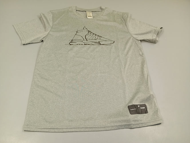 T-shirt m.c gris chiné,légèrement satiné , basket, moins cher chez Petit Kiwi