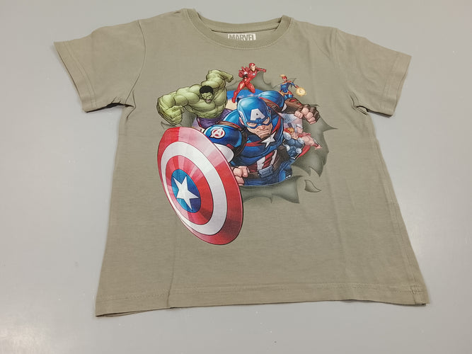 T-shirt m.c taupe ,personnages Mar.vel, moins cher chez Petit Kiwi